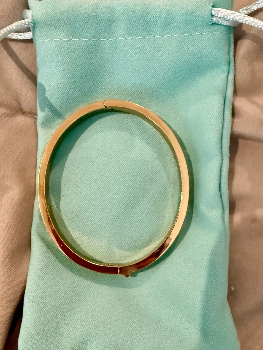 Coach Kissing C Signature Gold Hinged Bangle Crystal Bracelet